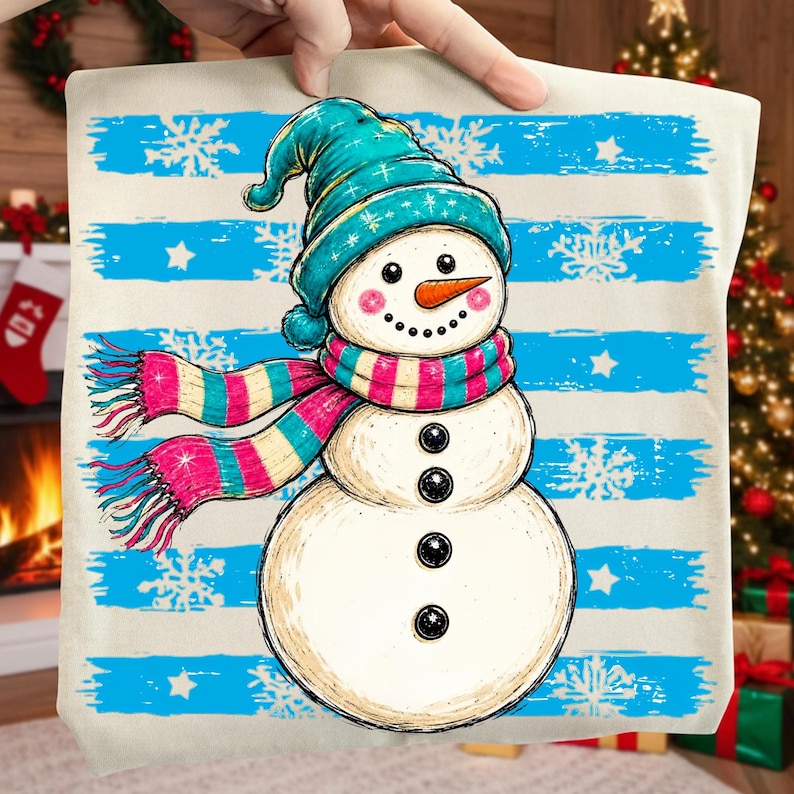 Cute Preppy Christmas Snowman PNG Design
