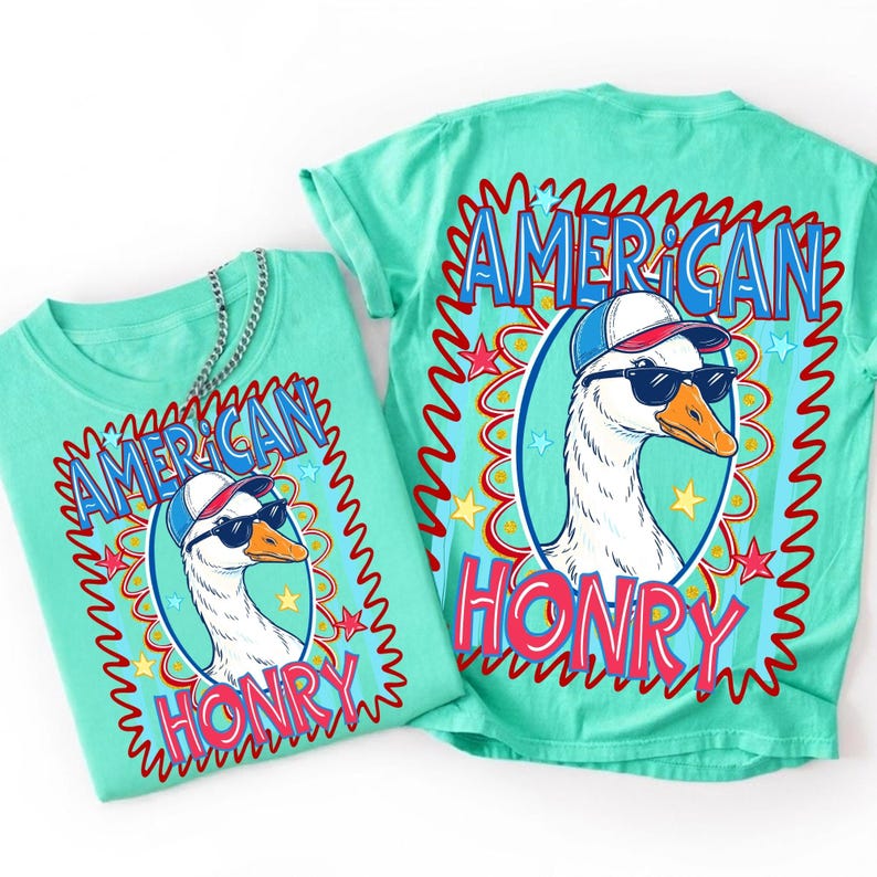 Example of Patriotic Goose PNG used on a 4th of July themed t-shirt design