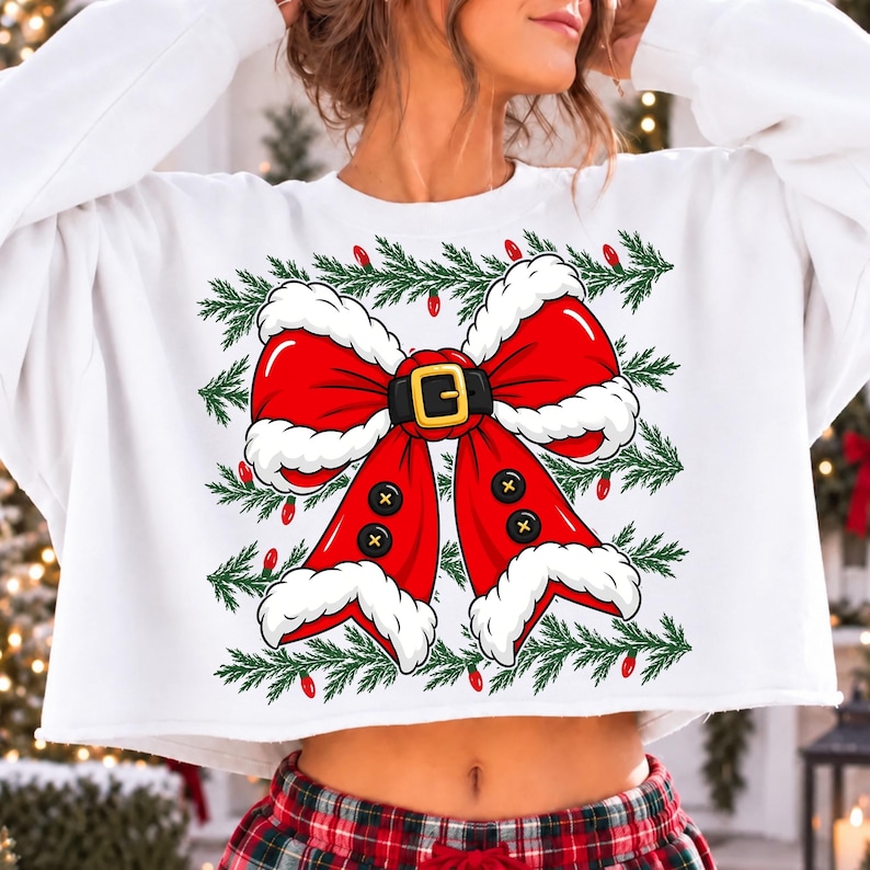 Retro Santa Bow design on a canvas tote bag