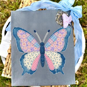 Butterfly PNG Spring Faux Patchwork Bundle, Easter Patchwork PNG, Girl Spring Sublimation Design, Floral Letters Digital Download image 3