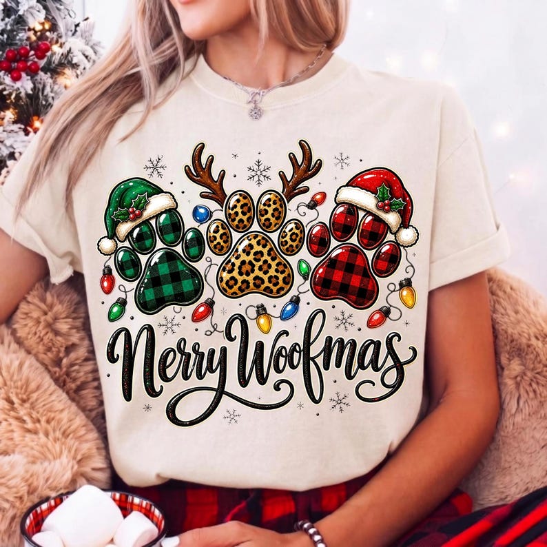 Merry Woofmas Dog Christmas Sublimation PNG Design preview