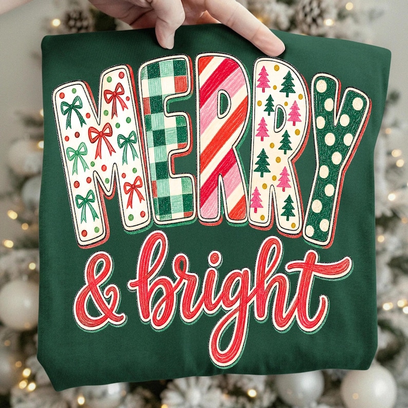 Preppy Christmas PNG Applied on Holiday Merch