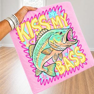 Preppy Kiss My Bass Fish PNG Trendy Summer Beach Fishing Design Colorful Pink Summer Vibes Lake Life PNG Sublimation Graphic image 5