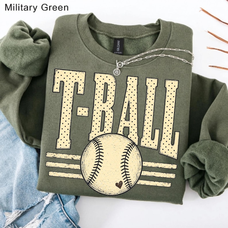 Image of T-Ball PNG, Retro T Ball Sublimation, Distressed Youth Baseball Shirt Design, Digital Download