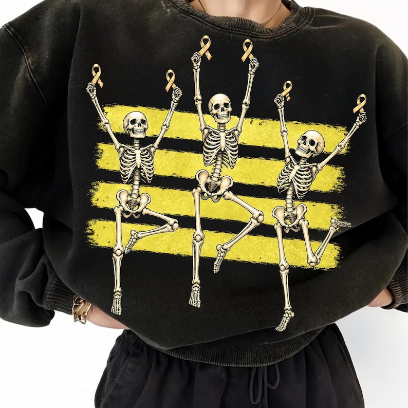 Unique Skeleton Gold Ribbon PNG for Childhood Cancer Awareness