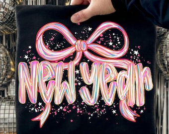 New Year 2026 Splatter PNG, Coquette Bow New Year Design, Trendy NYE Sublimation, Happy New Year Eve 2026 Celebration PNG