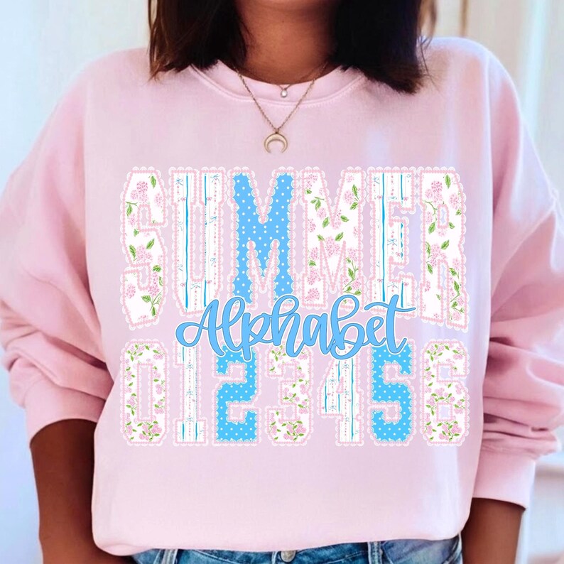 Image of Retro Floral Summer Alphabet Lace PNG Bundle, Distressed Beach Life Sublimation, Cottagecore Neon Sunshine Design, Trendy Lake River DTF