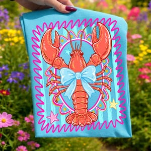 Crawfish Coquette Preppy Coastal Summer PNG, Striped Shirt Design Digital Download, Trendy Beachy Shirt PNG, Coastal Crawfish Season PNG image 3