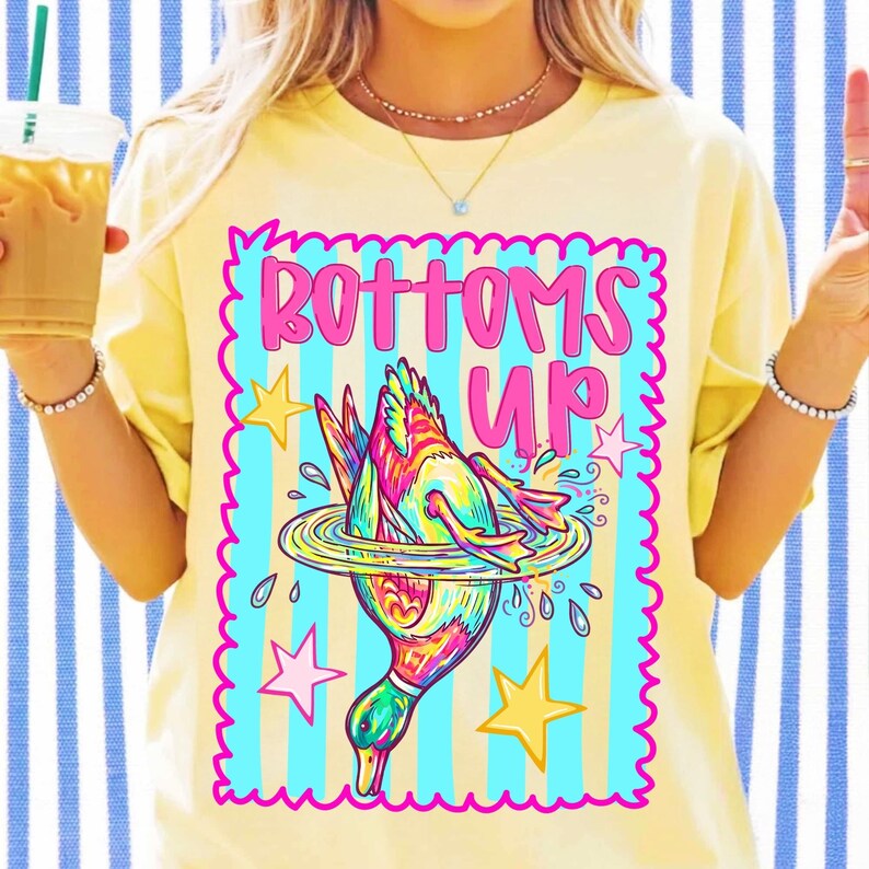 Image of Bottoms Up Duck PNG - Preppy Summer Duck Design for Sublimation - Cute Lake Girl Graphic DTF Shirt Design - Beach Vibe Clipart PNG