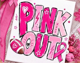 Pink Out Football PNG, Breast Cancer Awareness PNG, In October We Wear Pink Football Design, Game Day Pink Ribbon PNG