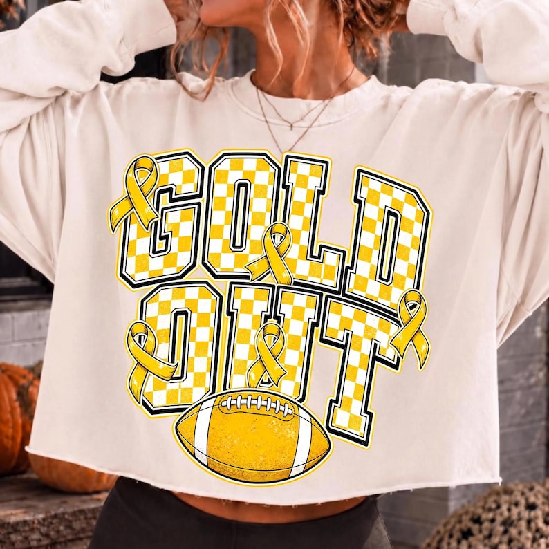 Childhood Cancer Awareness Gold Out Football T-shirt Sublimation Mockup
