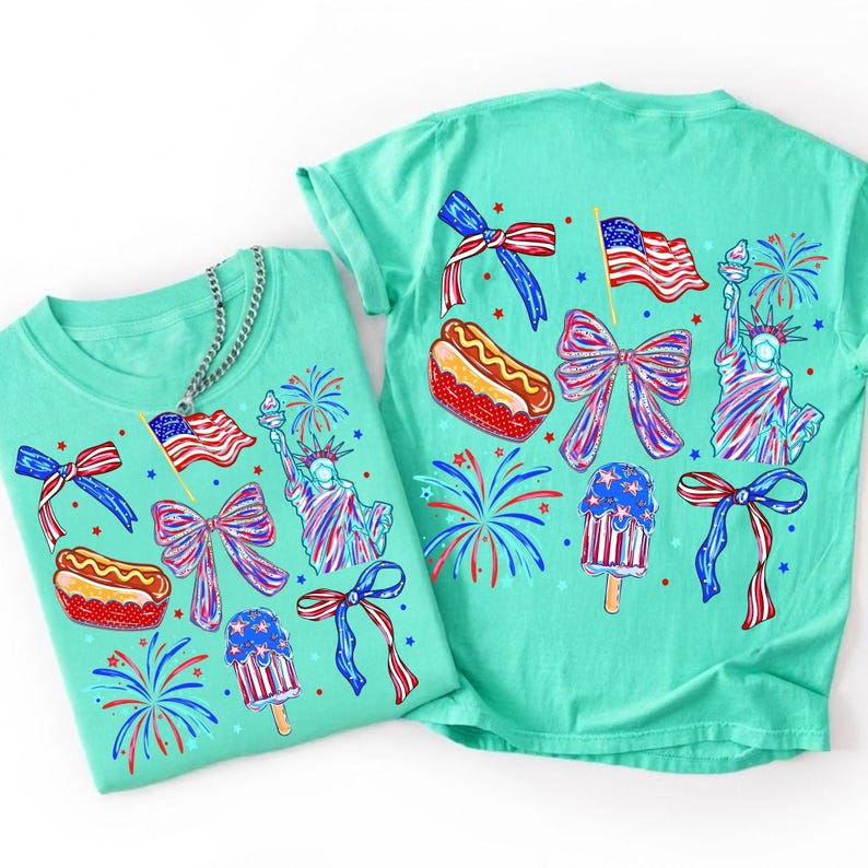 Coquette Patriotic PNG numbers and letters with a soft girl aesthetic.