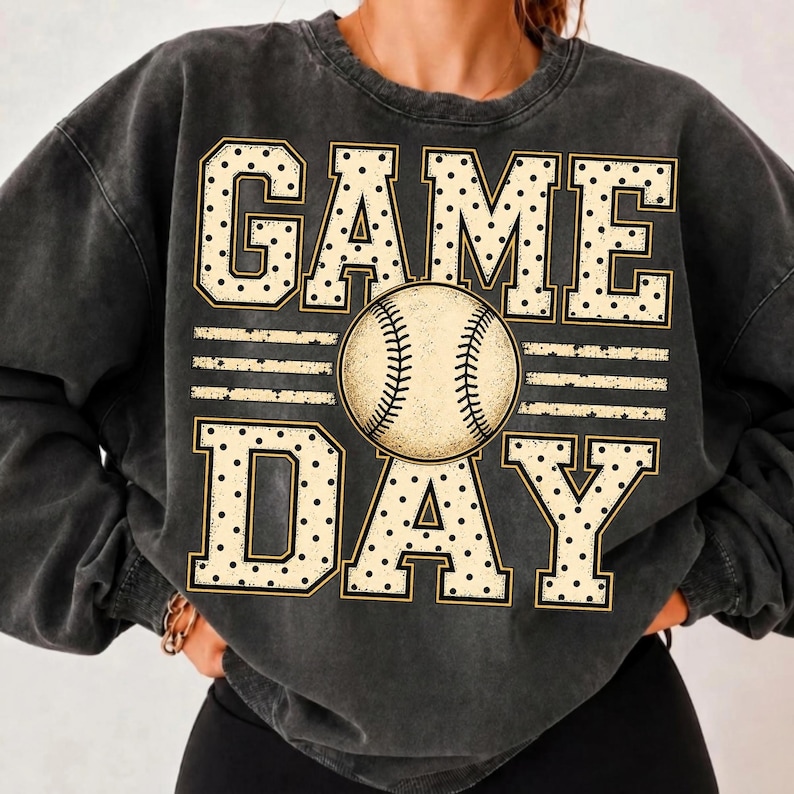 Retro Baseball Game Day Sweatshirt Design PNG