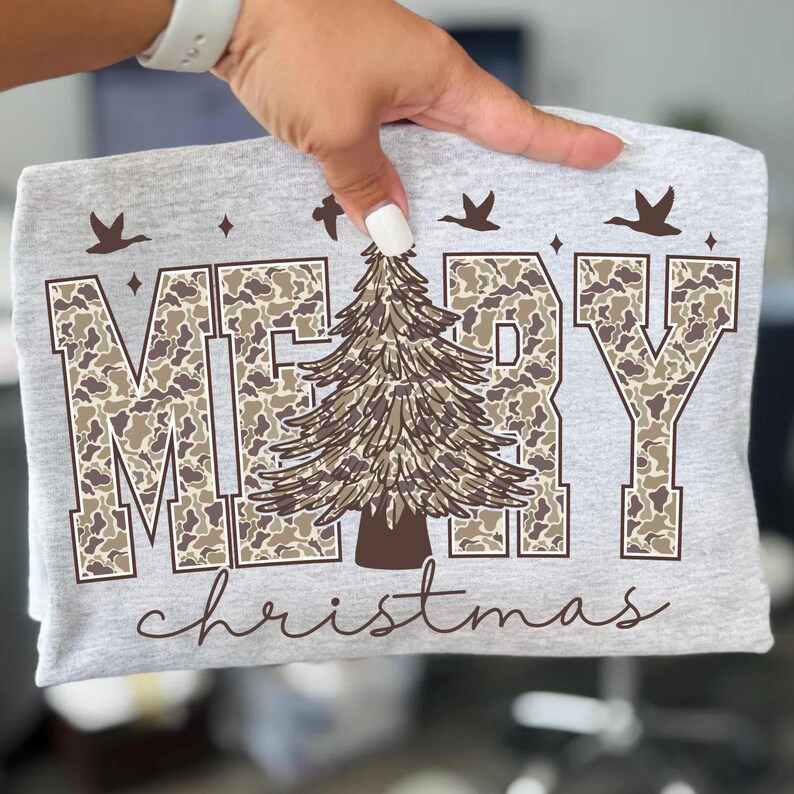 Checkered Camo Christmas Tree PNG Mockup