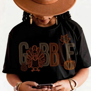 Gobble PNG, Retro Kalkon Thanksgiving-skjortadesign, Preppy höstsublimeringsdigital fil bild 8