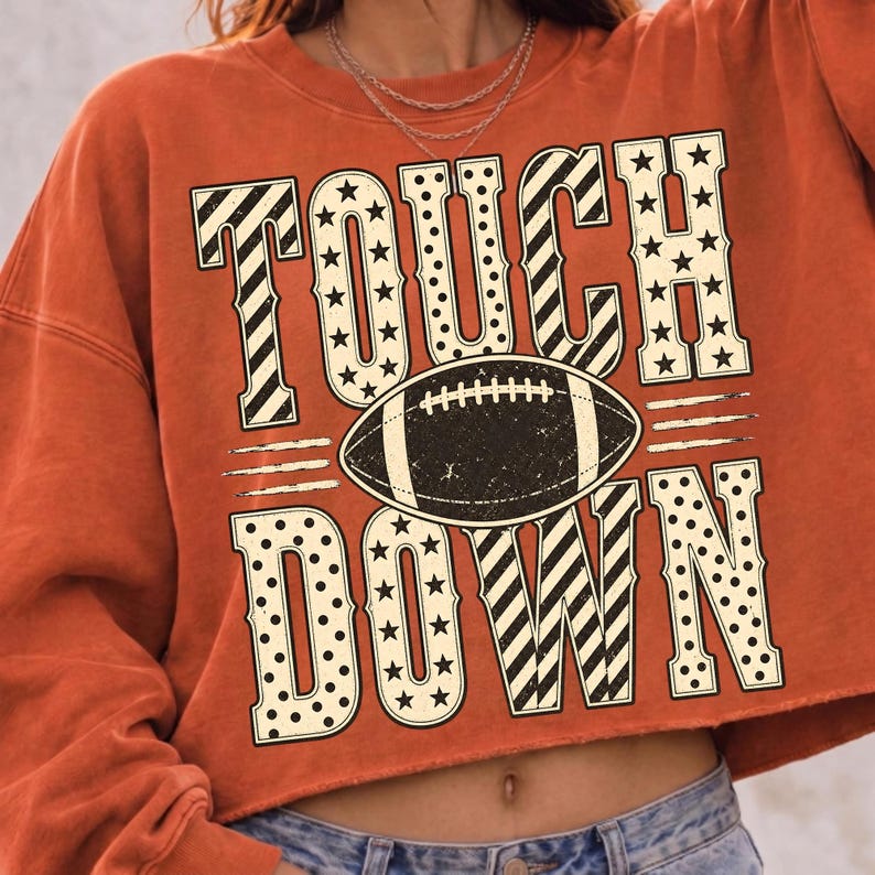 Image of Touch Down PNG, Retro Football Sublimation, Distressed Game Day Shirt Design, Digital Download