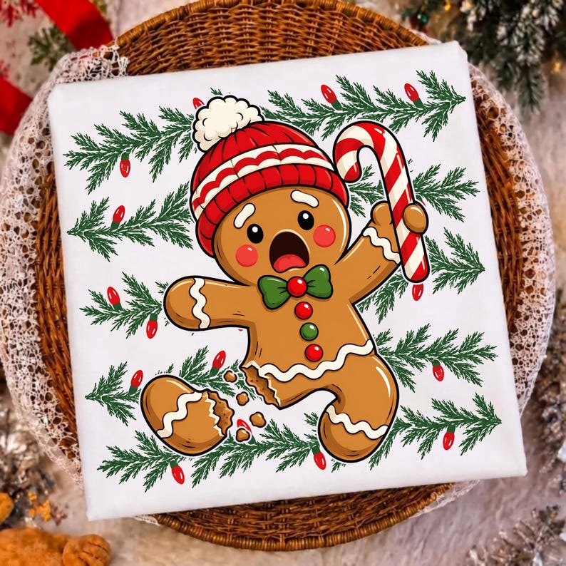 Image of Oh Snap Gingerbread PNG, Cute Christmas Cookie Sublimation, Coquette Holiday Shirt Design, Xmas Digital Download