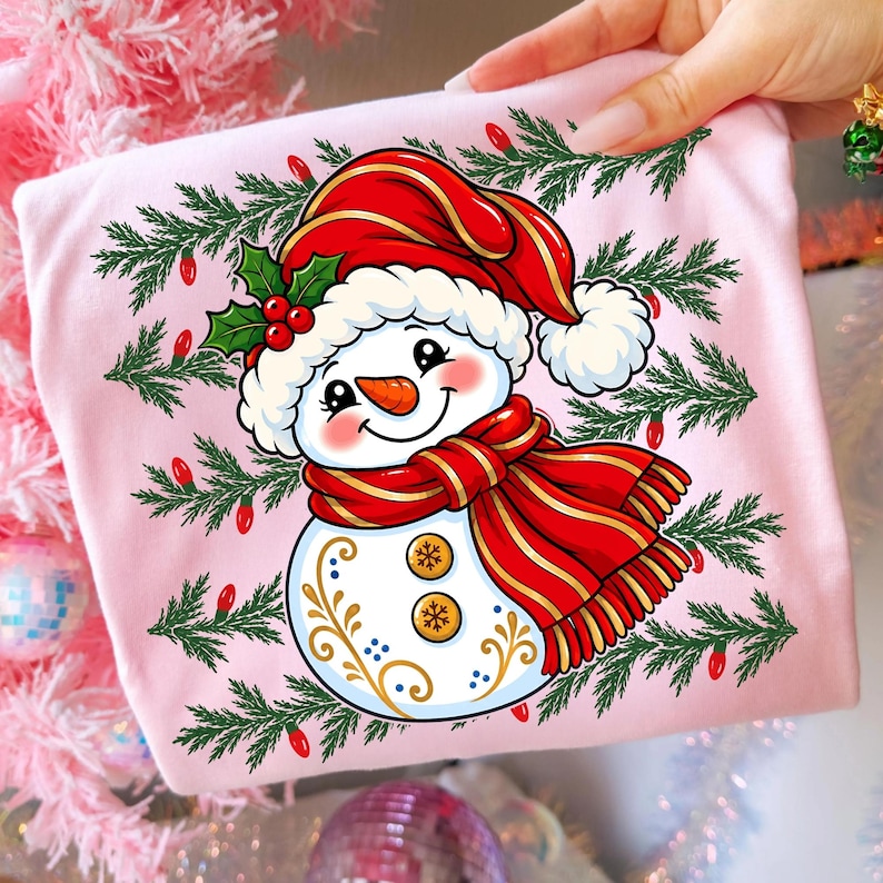Snowman Sublimation Design on Christmas T-Shirt
