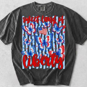 4 juli-paket PNG Patriotisk fjäril Amerika Preppy USA Randig fjäril Ditsy Blommig 1776 Frihet Sublimeringsdesigner Självständighet bild 4