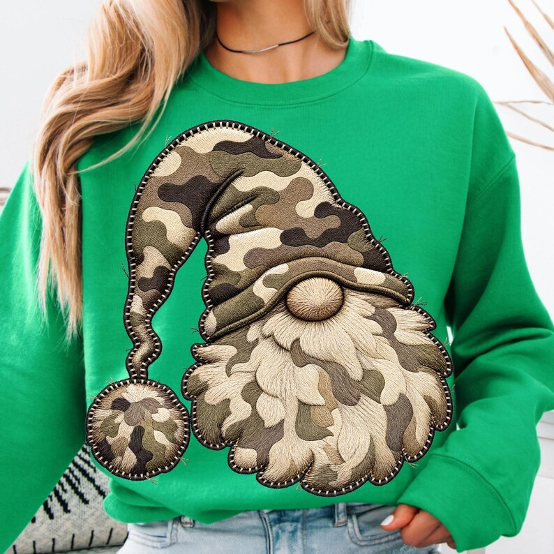 Rustic Camouflage Xmas Gnome Digital Download Graphic