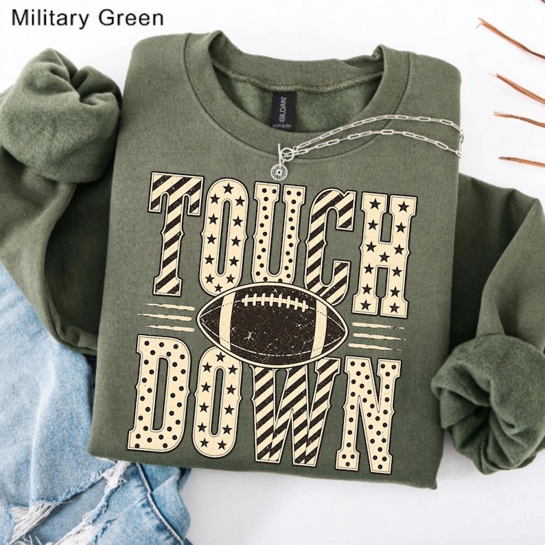 Image of Touch Down PNG, Retro Football Sublimation, Distressed Game Day Shirt Design, Digital Download