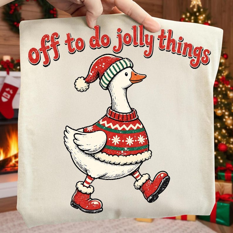Christmas Goose Sublimation Design on Tote Bag