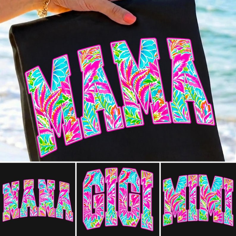 Image of Mama GIGI Bundel Retro Floral Summer PNG Coastal Aesthetic Beach Sublimation Design Girly Coquette Hello Summer Brushstroke Lake Days
