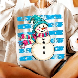 Julsnögubbe PNG, Preppy vintersublimering, söt snögubbehelg PNG, festlig jul digital nedladdning bild 7