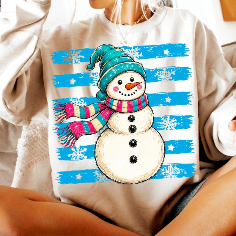 Julsnögubbe PNG, Preppy vintersublimering, söt snögubbehelg PNG, festlig jul digital nedladdning bild 7