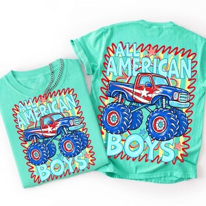 Diseño de camión monstruo patriótico PNG para niño americano, niño de campo, gráfico del 4 de julio, camiseta de camión de EE. UU. PNG, camión de barro, sublimación digital imagen 4
