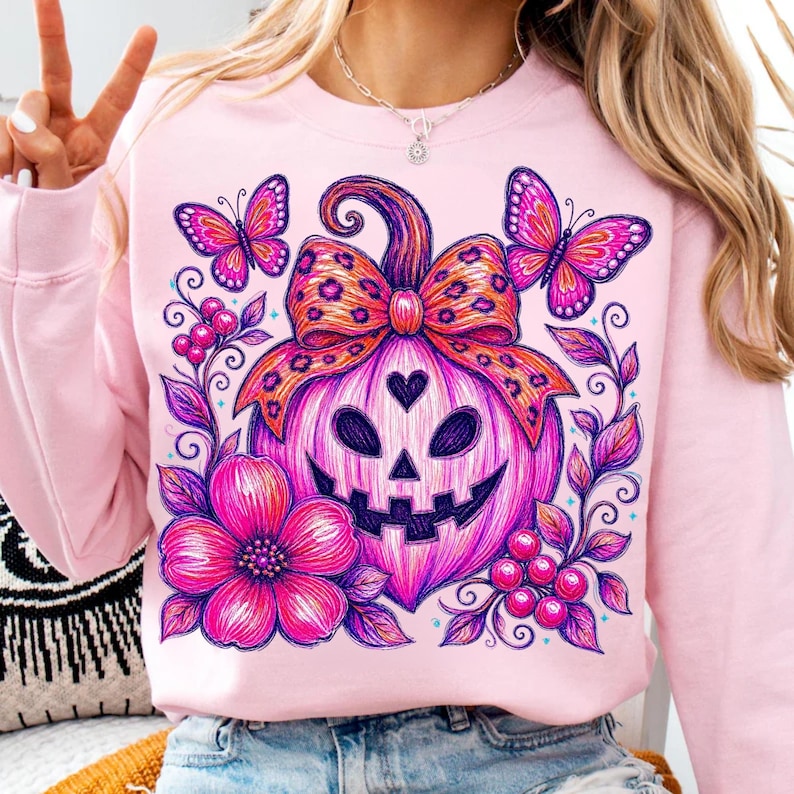 Close-up of Pink Leopard Bow Pumpkin Sublimation Design