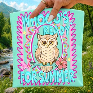 Whooos, redo för sommaren, PNG | Söt uggla, sublimeringsdesign | Sista skoldagens skjorta, grafik | Barnens sommarlov, DTF, PNG-klippkonst bild 2