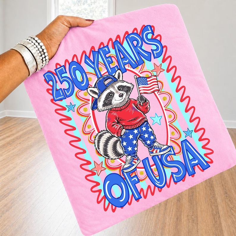 Custom Patriotic Raccoon Sublimation T-Shirt Craft