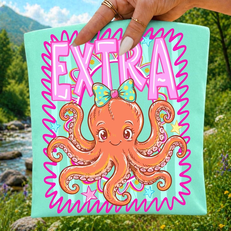 Trendy Sassy Octopus shirt design mockup, perfect for crafters and boutique apparel