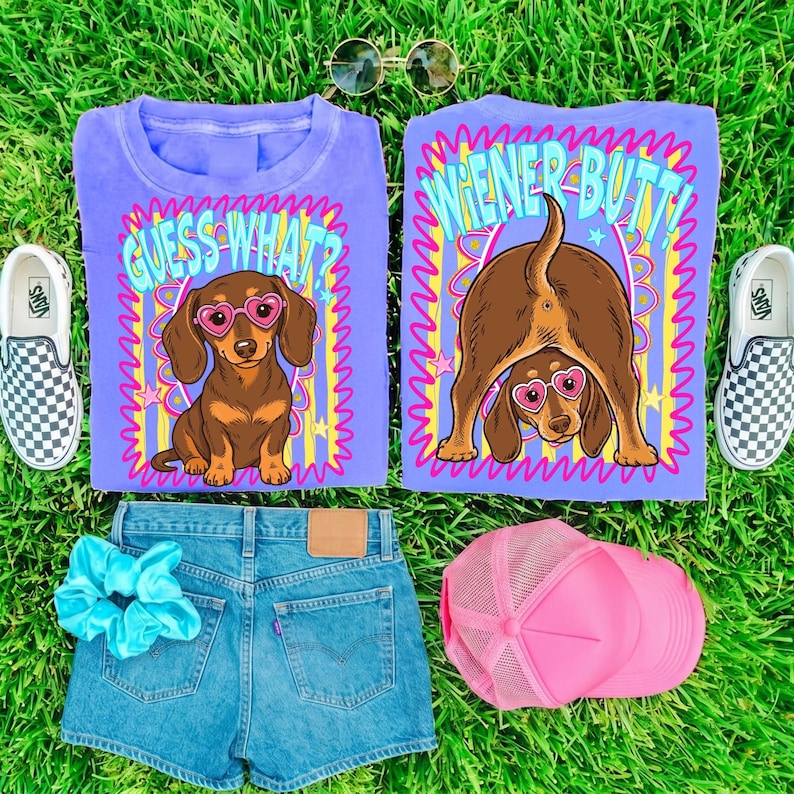 Humorous Dachshund dog mom graphic for summer apparel and craft projects