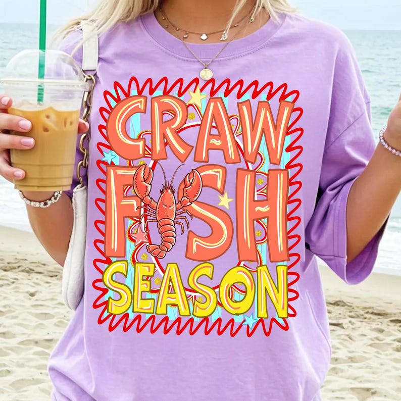 Preppy Crawfish Season PNG, Brushstroke Louisiana Sublimation Design, Stripes Crawfish Boil PNG, Summer Southern Digital Download Shirt image 7