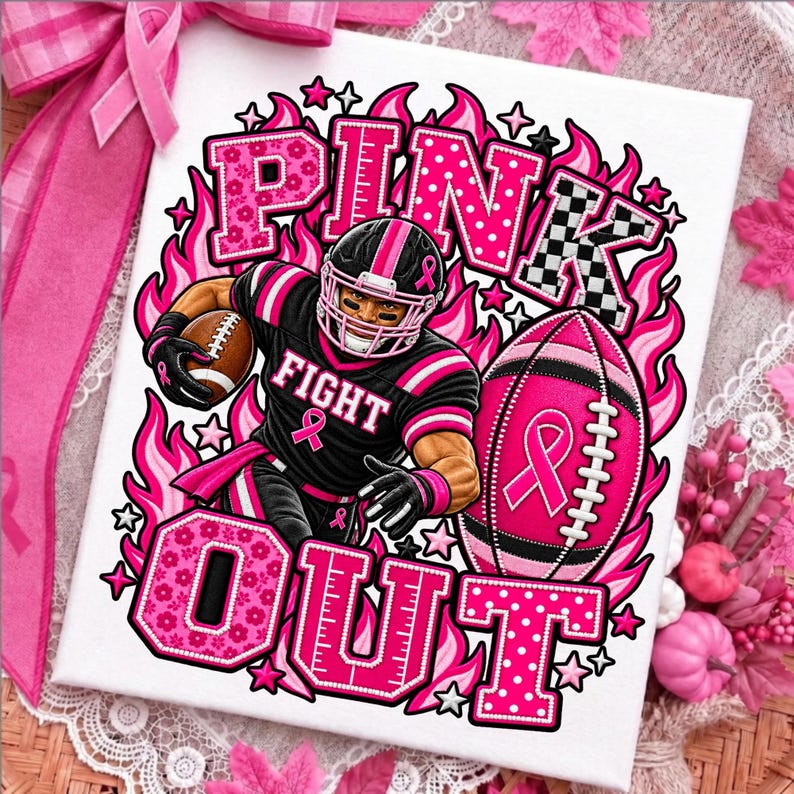 Pink Out Football Graphic PNG Design Mockup