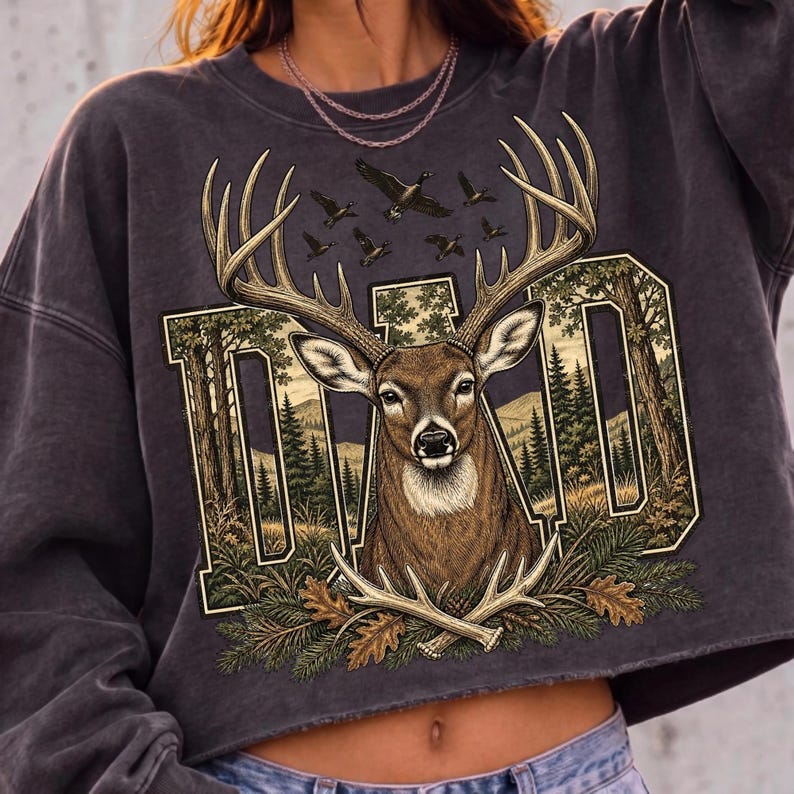 Image of Dad Deer Hunting PNG, Whitetail Buck Sublimation, Deer Hunter Dad Design, Rustic Hunting Digital Download