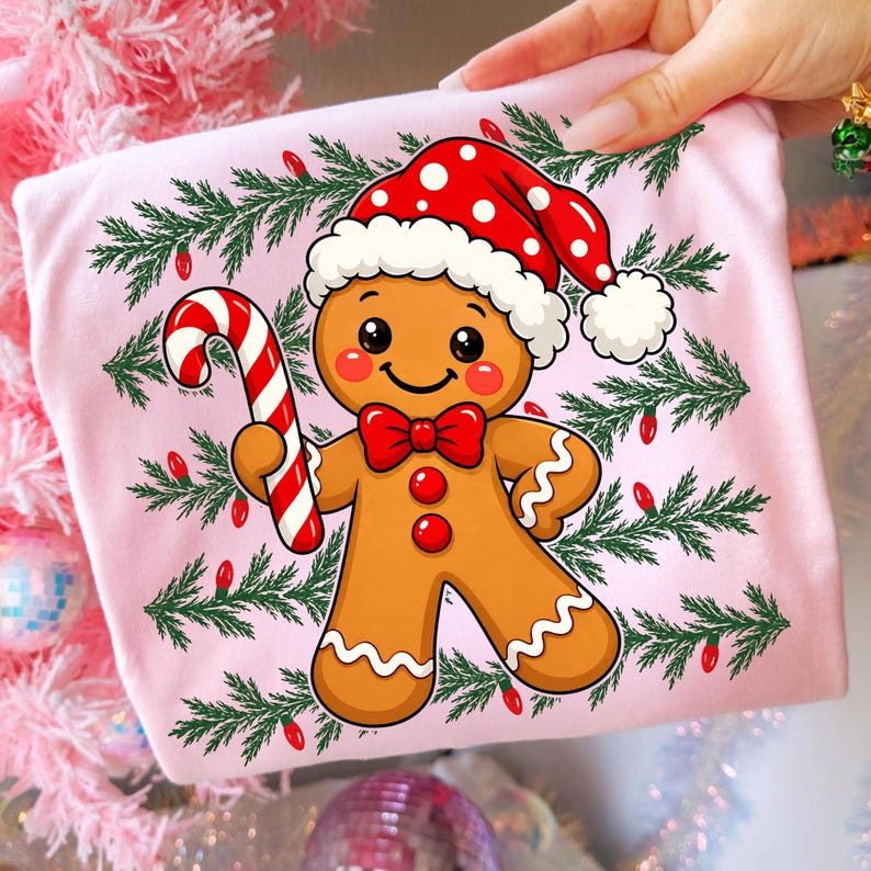 Gingerbread Man Candy Cane Sublimation Shirt Idea