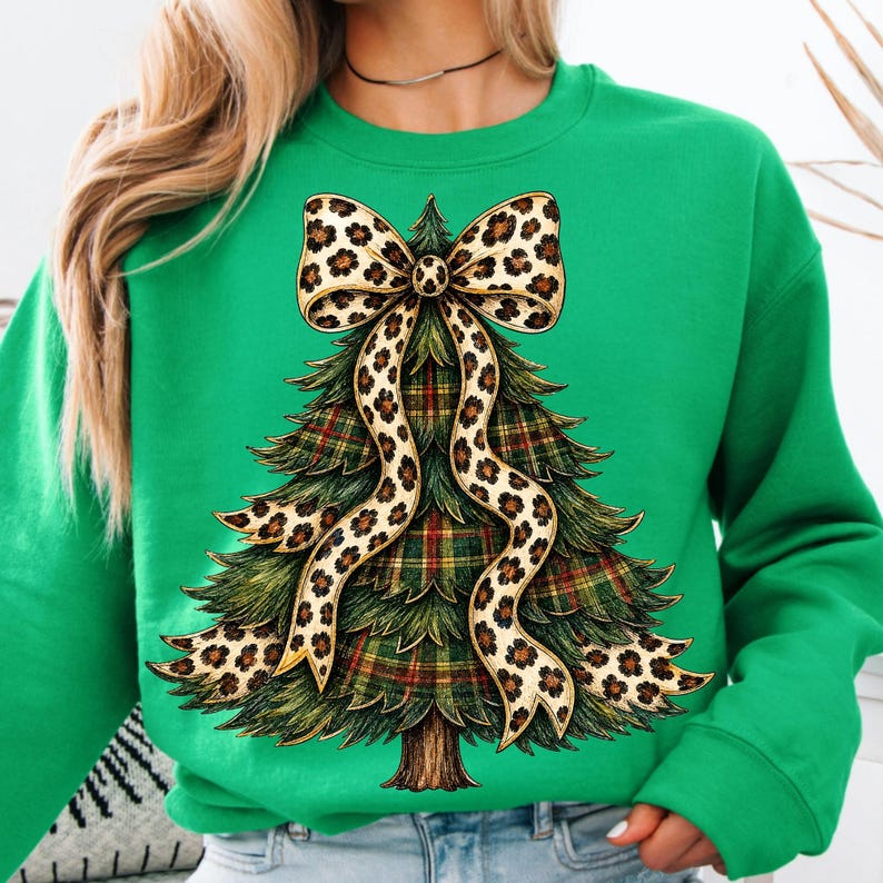 Plaid and Leopard Christmas Tree Sublimation Download