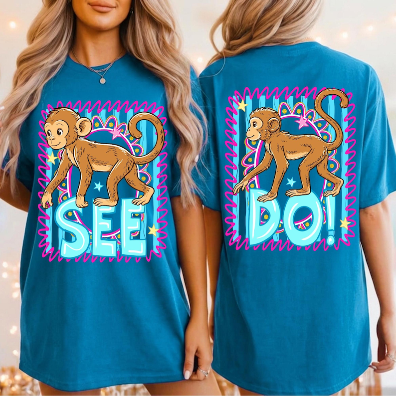 Close-up of Preppy Primate PNG Design on a Mockup Shirt