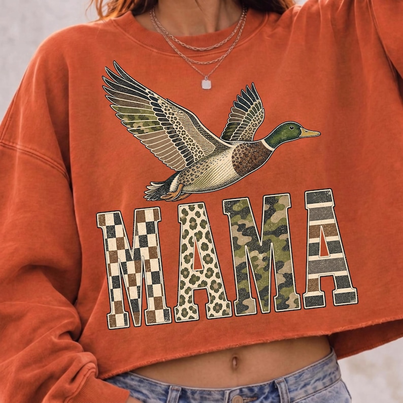 Image of Duck Hunting Mama PNG, Camo Mallard Mama Sublimation, Rustic Outdoor Hunting Mom Digital Download