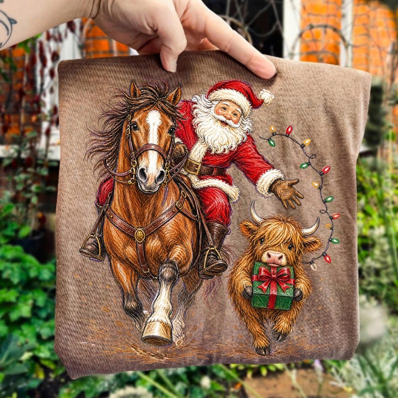 Cowboy Santa Highland Cow Christmas Design Preview