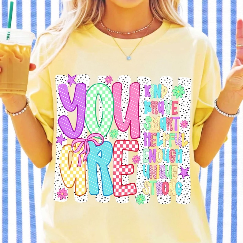 Close-up details of the Positive Affirmation PNG Sublimation Design