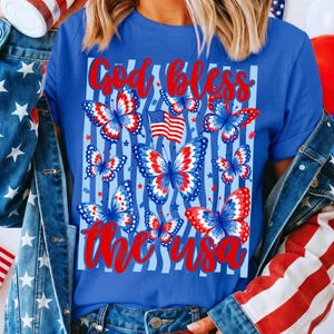 4 juli-paket PNG Patriotisk fjäril Amerika Preppy USA Randig fjäril Ditsy Blommig 1776 Frihet Sublimeringsdesigner Självständighet bild 3