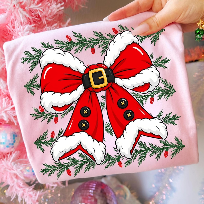 Retro Santa Bow design printed on a coffee mug