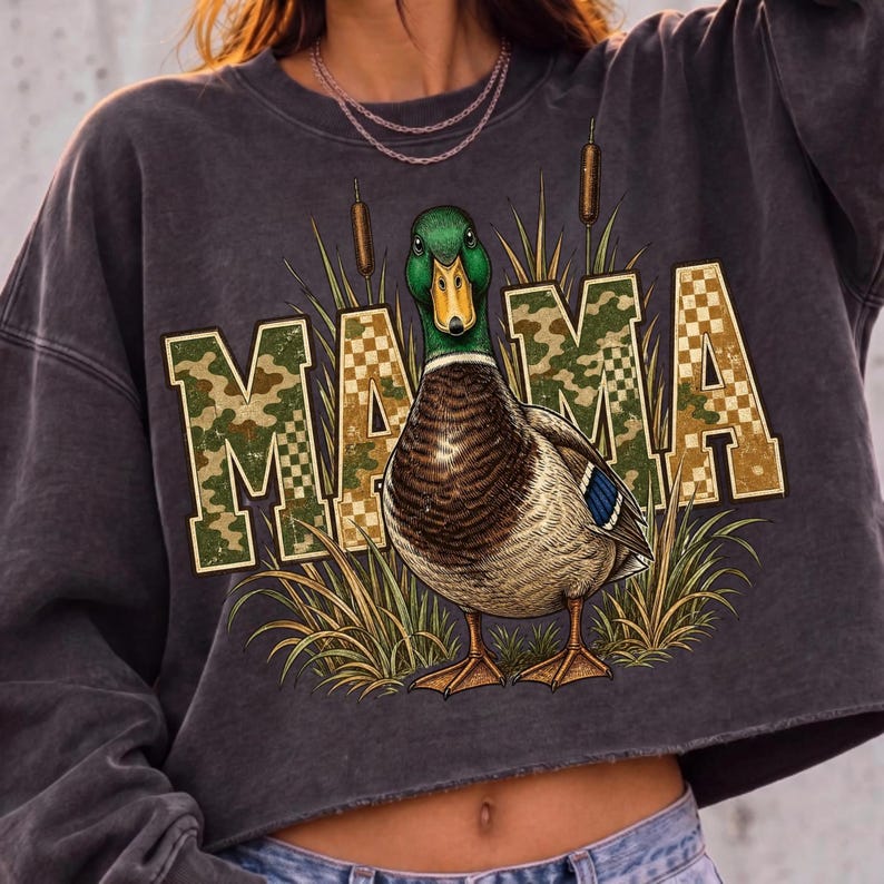 Mallard Mom Sublimation design on a coffee mug, ideal for duck hunters.