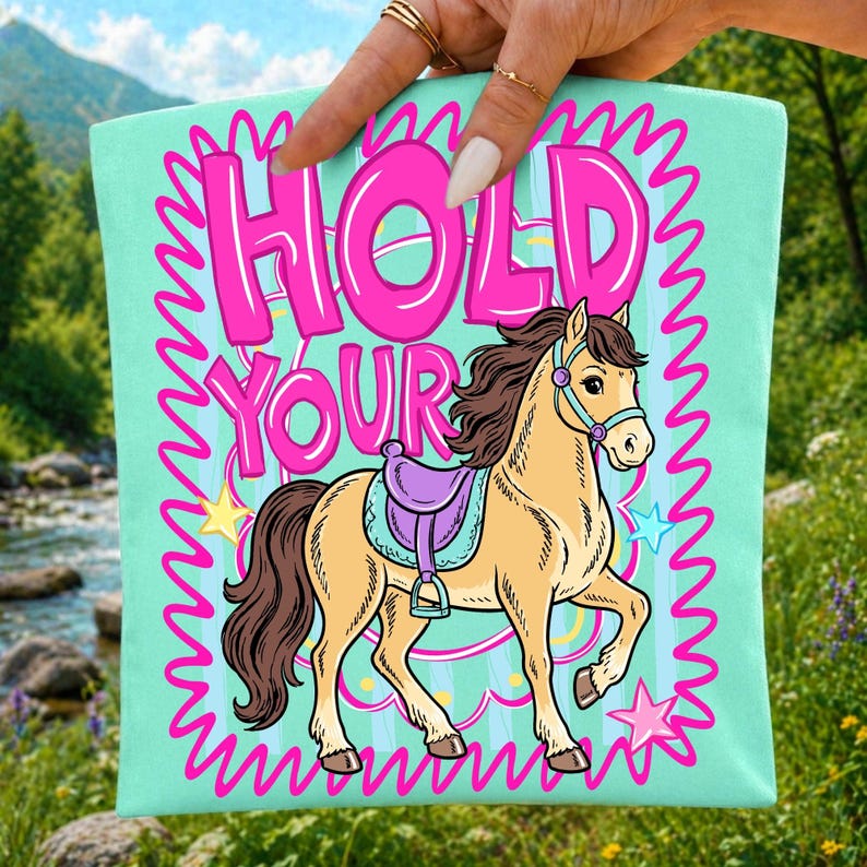 Preppy Hold Your Horses Later Gator PNG design with pink bows and rodeo elements for sublimation.