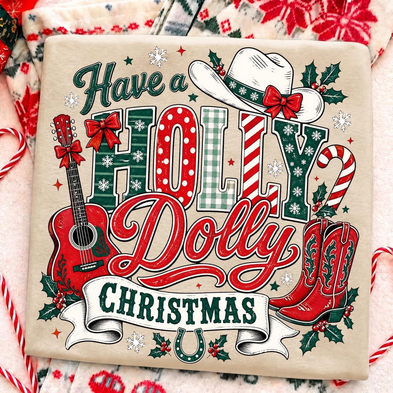 Cowboy Boots and Guitar Western Holiday Sublimation File