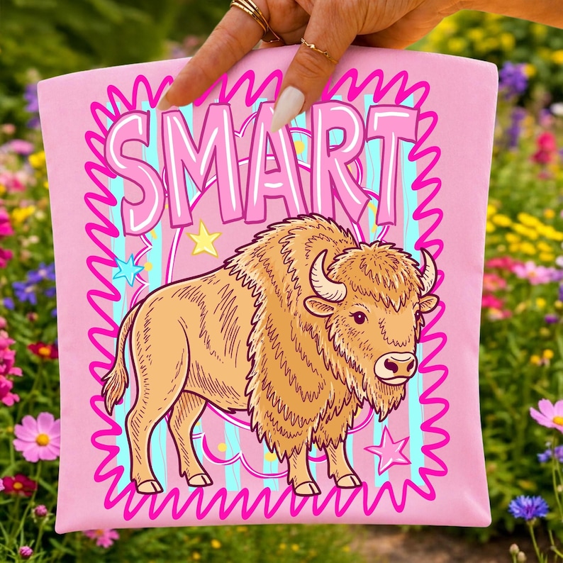 Smart Bison PNG design on a t-shirt, perfect for Back to School outfits.
